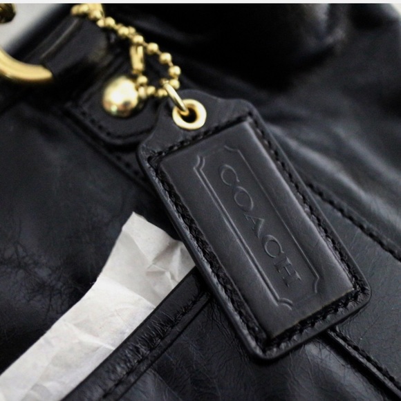 COACH Poppy Push lock Leather N/S Shopper Tote Shoulder Bag - Picture 5 of 8